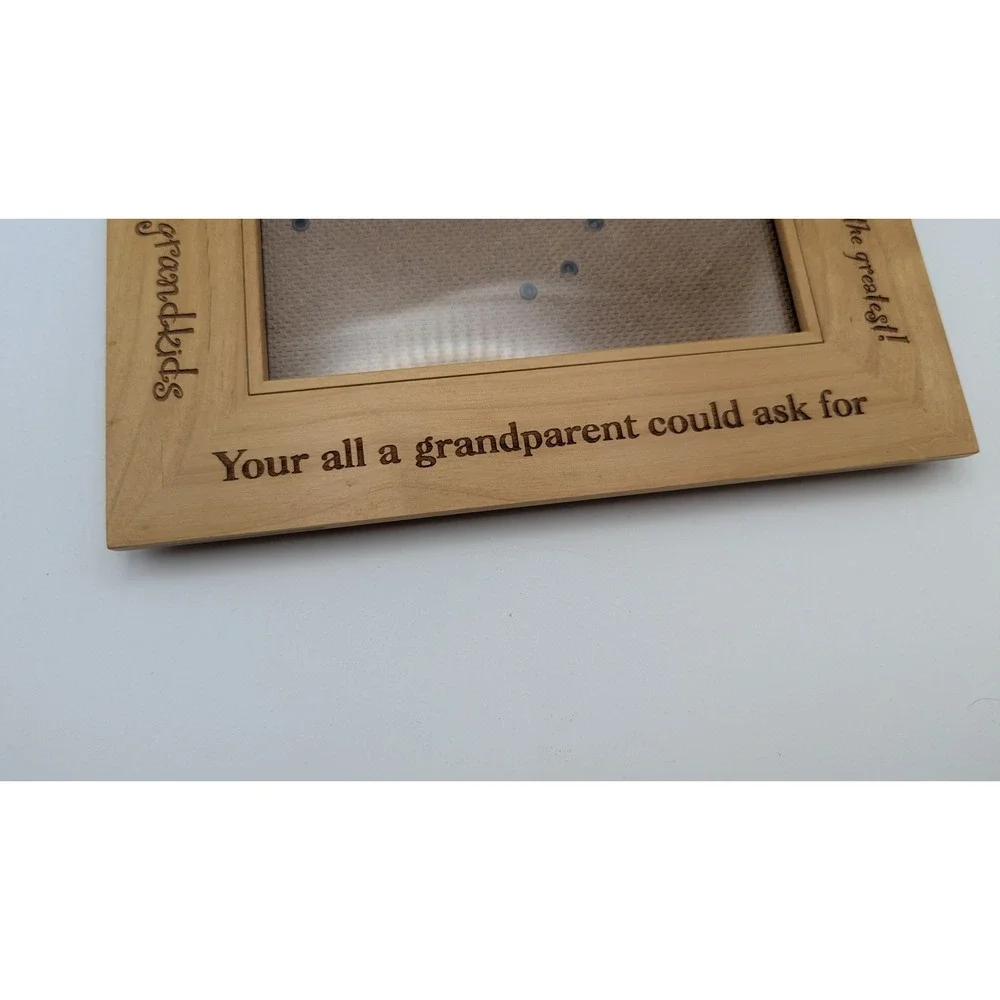 Decorel Wood Picture Frame Grandkids Engraved Sentimental Rustic Holds 4x6